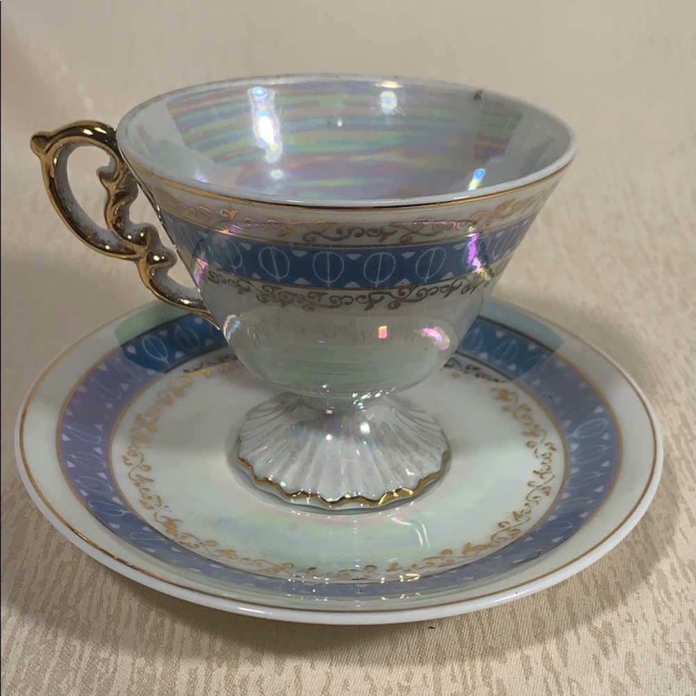 Iridescent Teacup and Saucer -Made in Japan